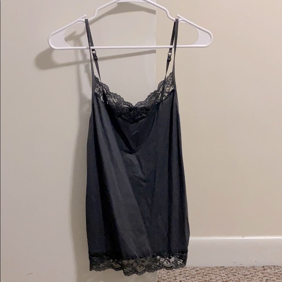 Apt. 9 Tops - Charcoal Grey Cami with Lace Neckline